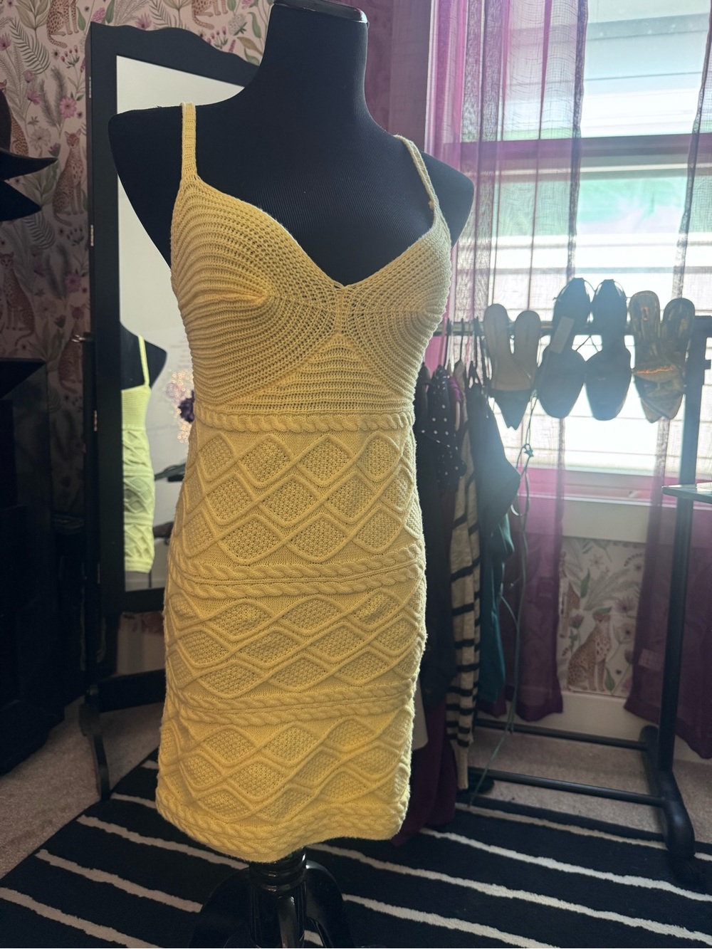 Women’s Yellow Knit Bodycon Dress
